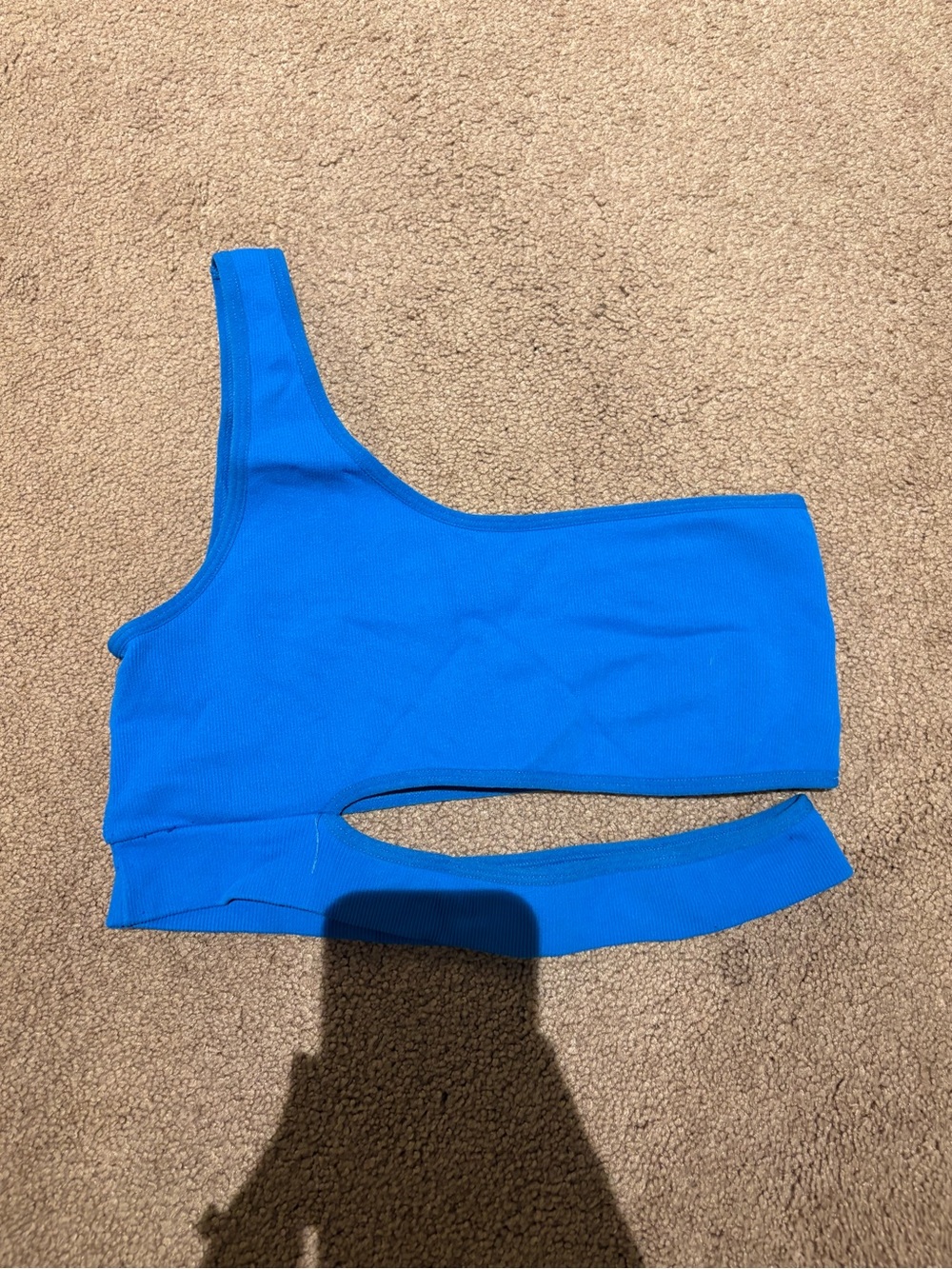 Garage One-Shoulder ribbed Bright Blue crop top size medium